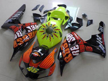 Honda CBR1000RR Motorrad Verkleidung 2006-2007 - Grun Orange Glanzendes Schwarz Rossi 46
