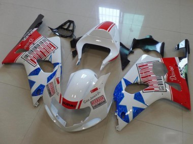Suzuki GSXR 1000 Motorrad Verkleidung 2000-2002 - Weiss Rot Blau Stern