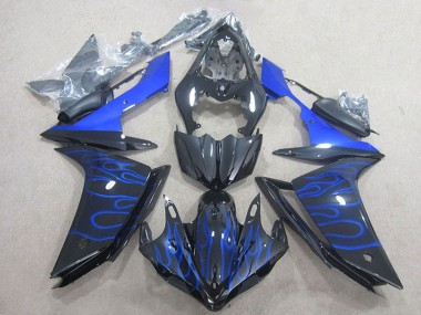 Yamaha YZF R1 Motorrad Verkleidung 2007-2008 - Glanzendes Schwarz Blau Flamme