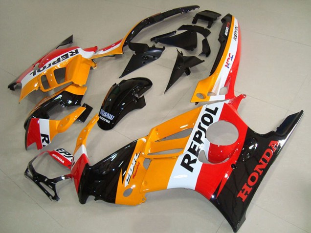 Honda CBR600 F3 Motorrad Verkleidung 1995-1996 - Orange Weiss Glanzendes Schwarz Repsol