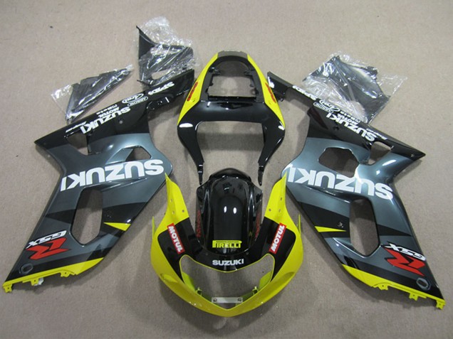Suzuki GSXR 600 Motorrad Verkleidung 2001-2003 - Schwarz Gelb Motul
