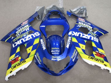 Suzuki GSXR 600 Motorrad Verkleidung 2001-2003 - Blau Gelb Telefonica MoviStar
