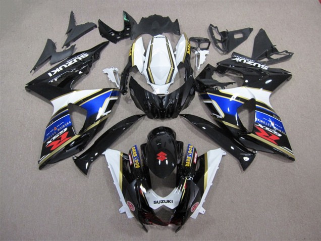 Suzuki GSXR 1000 Motorrad Verkleidung 2009-2016 - Weiss Blau Schwarz Dunkel Dog