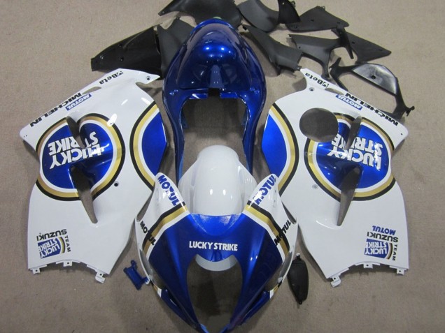 Suzuki GSXR 1300 Hayabusa Motorrad Verkleidung 1996-2007 - Weiss Blau Motul Lucky Strike
