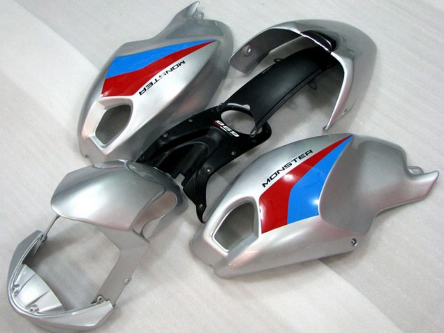 Ducati Monster 696 Motorrad Verkleidung 2008-2012 - Silber Blau Rot