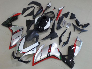 Aprilia RS4 50 125 Motorrad Verkleidung 2012-2018 - Silber Rot Glanzendes Schwarz