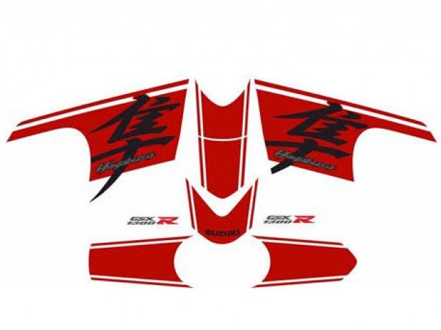 Suzuki GSXR 1300 Hayabusa Motorrad Verkleidung 2008-2020 - Glanzendes Schwarz Rot