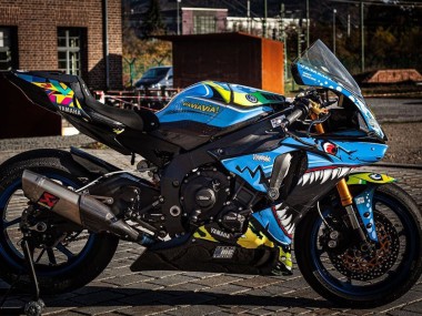 Yamaha YZF R1 Motorrad Verkleidung 2015-2019 - Blau Gelb Hai