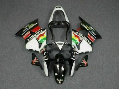 Schwarz Weißer Eurobet Kawasaki ZX6R 2000-2002 Motorrad Verkleidungen