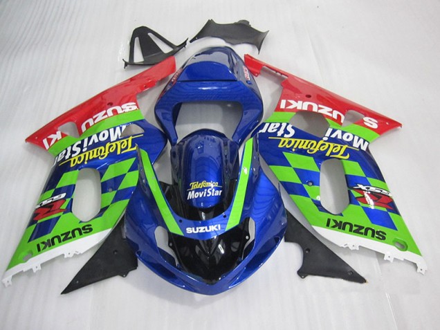 BlauGrün Rot Telefumia Movistar Suzuki GSXR 600 K1 K2 K3 2001-2003 Motorrad Verkleidungen BlauGrün Rot Telefumia Movistar Suzuki GSXR 600 K1 K2 K3 2001-2003 Motorrad Verkleidungen