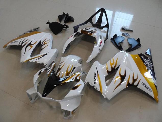 Weiß Gold Schwarz Flamme Honda VFR 800 2002-2013 Motorrad Verkleidungen Weiß Gold Schwarz Flamme Honda VFR 800 2002-2013 Motorrad Verkleidungen
