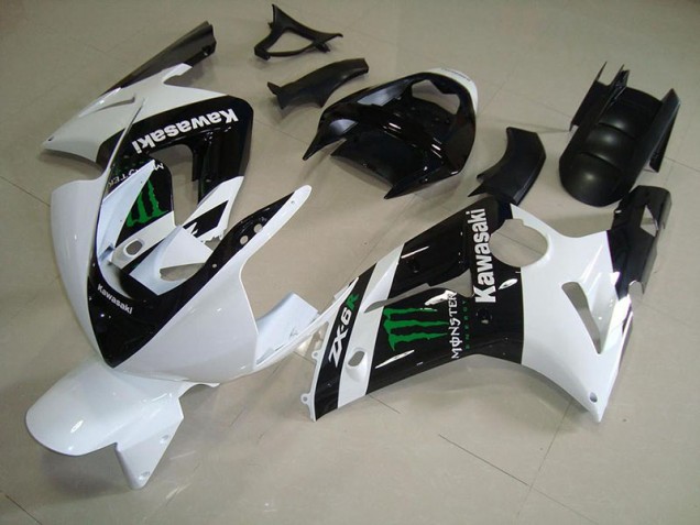 Weiß Monster Kawasaki ZX6R 2003-2004 Motorrad Verkleidung Weiß Monster Kawasaki ZX6R 2003-2004 Motorrad Verkleidung