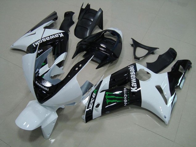 Weiß Monster Kawasaki ZX6R 2003-2004 Motorrad Verkleidungen Weiß Monster Kawasaki ZX6R 2003-2004 Motorrad Verkleidungen