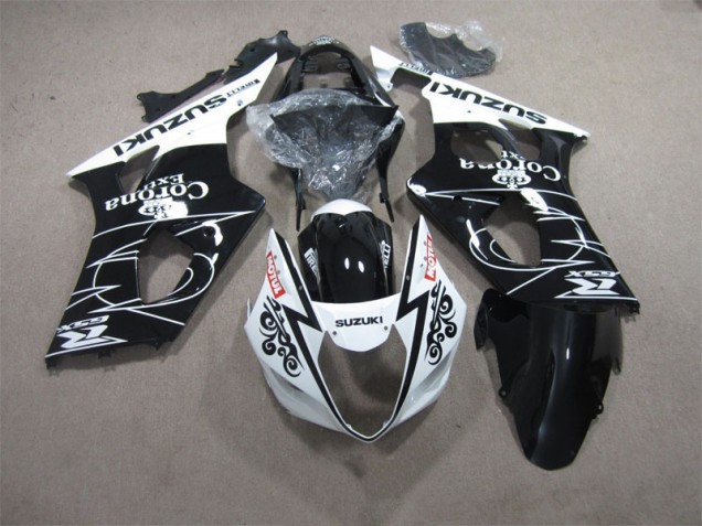 Schwarz Weiß Corona Extra Motul Suzuki GSXR 1000 K3 2003-2004 Motorrad Verkleidungen Schwarz Weiß Corona Extra Motul Suzuki GSXR 1000 K3 2003-2004 Motorrad Verkleidungen