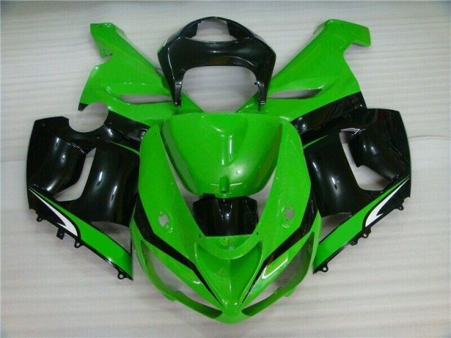 Grün Weiß Schwarz Kawasaki ZX6R 2005-2006 Motorrad Verkleidungen Grün Weiß Schwarz Kawasaki ZX6R 2005-2006 Motorrad Verkleidungen