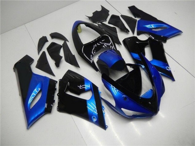 Blau Schwarz Kawasaki ZX6R 2005-2006 Motorrad Verkleidungen Blau Schwarz Kawasaki ZX6R 2005-2006 Motorrad Verkleidungen