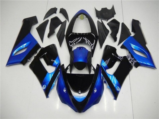 Blau Schwarz Kawasaki ZX6R 2005-2006 Motorrad Verkleidungen Blau Schwarz Kawasaki ZX6R 2005-2006 Motorrad Verkleidungen