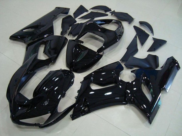 Glänzend Schwarz Kawasaki ZX6R 2005-2006 Motorrad Verkleidungen Glänzend Schwarz Kawasaki ZX6R 2005-2006 Motorrad Verkleidungen