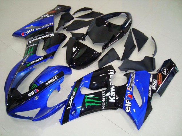 Bonbon blau Monster Kawasaki ZX6R 2005-2006 Motorrad Verkleidungen Bonbon blau Monster Kawasaki ZX6R 2005-2006 Motorrad Verkleidungen