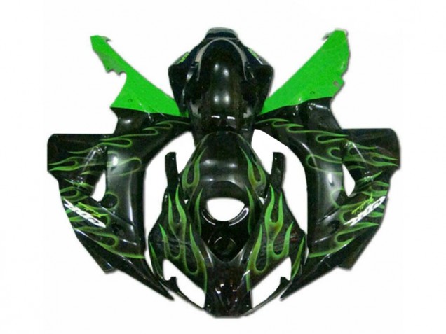 Grüne Flamme Schwarz Honda CBR 1000 RR 2006-2007 Motorrad Verkleidungen