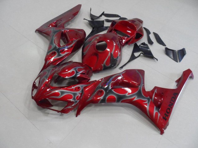Rot Silber Flamme Honda CBR 1000 RR 2006-2007 Motorrad Verkleidungen Rot Silber Flamme Honda CBR 1000 RR 2006-2007 Motorrad Verkleidungen
