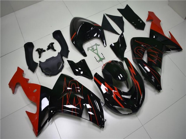 Schwarz Rot Kawasaki ZX10R 2006-2007 Motorrad Verkleidungen Schwarz Rot Kawasaki ZX10R 2006-2007 Motorrad Verkleidungen