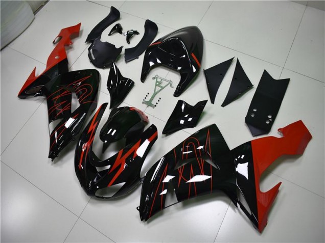 Schwarz Rot Kawasaki ZX10R 2006-2007 Motorrad Verkleidungen Schwarz Rot Kawasaki ZX10R 2006-2007 Motorrad Verkleidungen