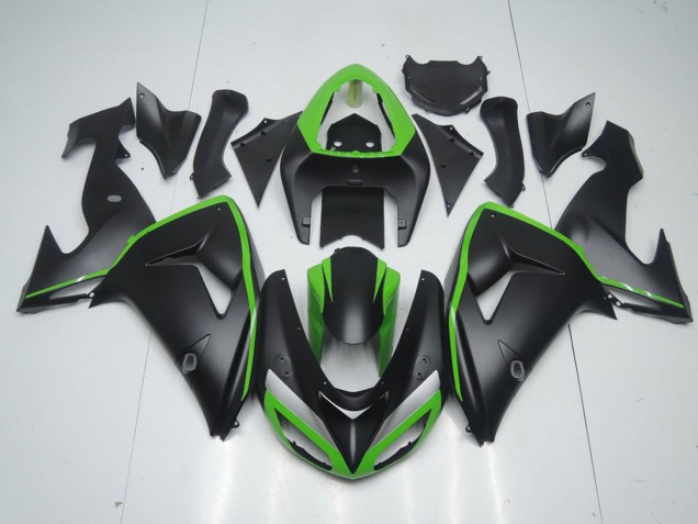 Matt Schwarz mit Grünem Streifen Kawasaki ZX10R 2006-2007 Motorrad Verkleidungen
