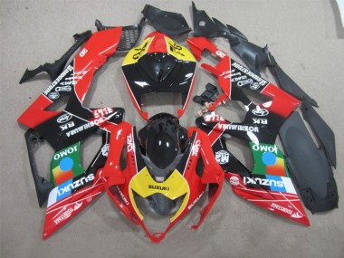 Schwarz Rot Gelb Jomo Suzuki GSXR 600 K6 2006-2007 Motorrad Verkleidungen