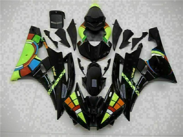 Schwarz Yamaha R6 2006-2007 Motorrad Vollverkleidung Schwarz Yamaha R6 2006-2007 Motorrad Vollverkleidung