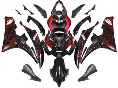 Schwarz rote Flamme Yamaha R6 2006-2007 Motorrad Verkleidungen