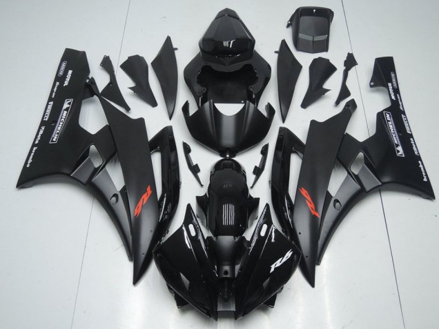 Matt Schwarz und Glänzendes Schwarz Yamaha R6 2006-2007 Motorrad Verkleidungen