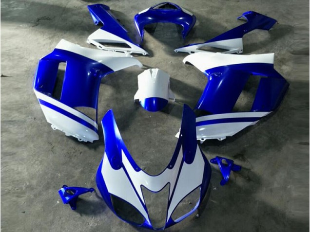 Blau Weiß Kawasaki ZX6R 2007-2008 Motorrad Verkleidungen Blau Weiß Kawasaki ZX6R 2007-2008 Motorrad Verkleidungen