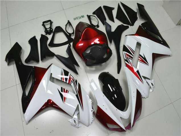 Weiß Schwarz Rot Kawasaki ZX6R 2007-2008 Motorrad Verkleidungen Weiß Schwarz Rot Kawasaki ZX6R 2007-2008 Motorrad Verkleidungen