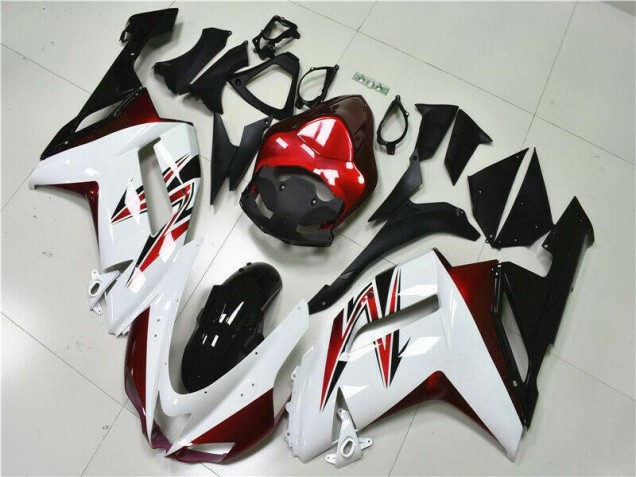 Weiß Schwarz Rot Kawasaki ZX6R 2007-2008 Motorrad Verkleidungen Weiß Schwarz Rot Kawasaki ZX6R 2007-2008 Motorrad Verkleidungen