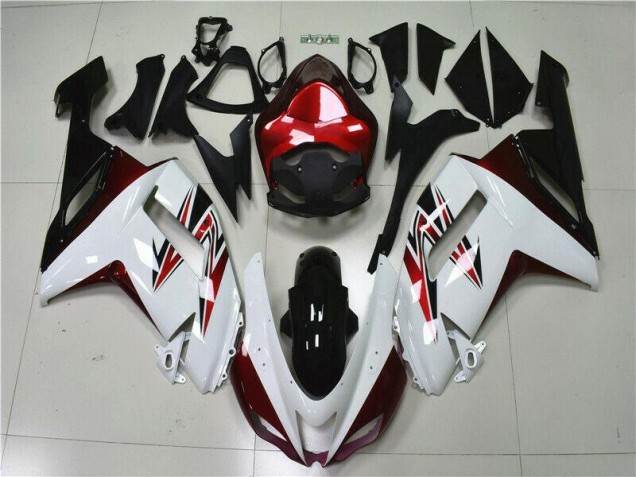 Weiß Schwarz Rot Kawasaki ZX6R 2007-2008 Motorrad Verkleidungen Weiß Schwarz Rot Kawasaki ZX6R 2007-2008 Motorrad Verkleidungen