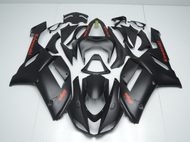 Matt Schwarz mit rotem Aufkleber Kawasaki ZX6R 2007-2008 Motorrad Verkleidungen Matt Schwarz mit rotem Aufkleber Kawasaki ZX6R 2007-2008 Motorrad Verkleidungen