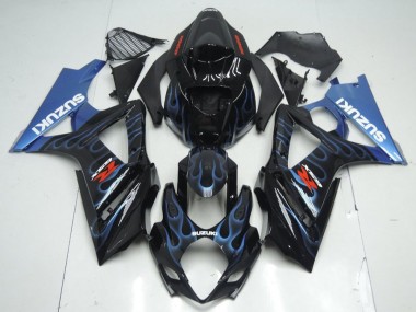 Schwarze Blau Flamme Suzuki GSXR 1000 K7 2007-2008 Motorrad Verkleidungen