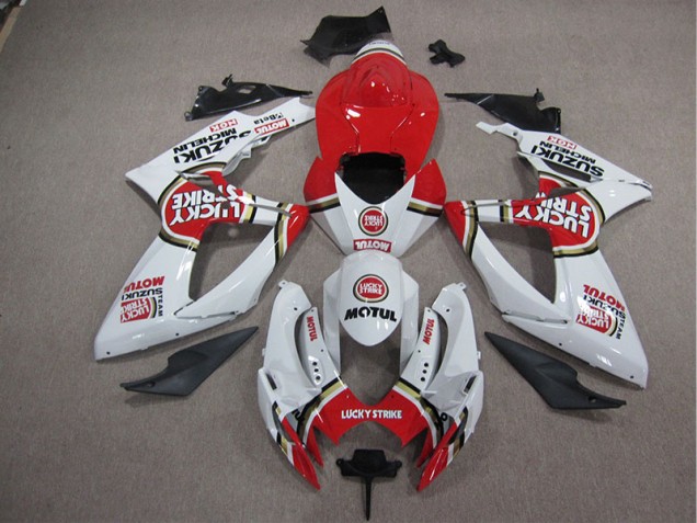 Weiß Lucky Strike Rot Motul Suzuki GSXR 1000 K5 2005-2006 Motorrad Verkleidungen Weiß Lucky Strike Rot Motul Suzuki GSXR 1000 K5 2005-2006 Motorrad Verkleidungen