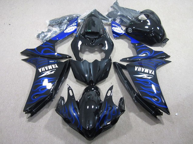 Schwarz mit Blaur Flamme Yamaha R1 2007-2008 Motorrad Verkleidungen Schwarz mit Blaur Flamme Yamaha R1 2007-2008 Motorrad Verkleidungen