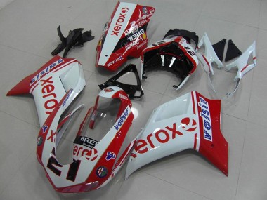 Weiß Rot Xerox Ducati 848 1098 1198 2007-2014 Motorrad Verkleidung