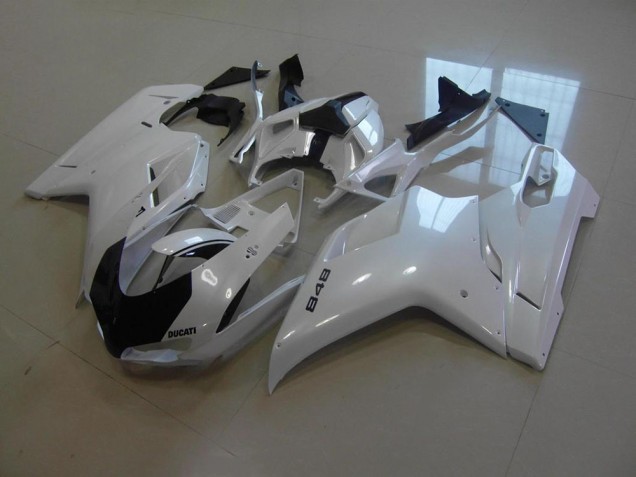 Perl Weiß Schwarz gestreift Ducati 848 1098 1198 2007-2014 Motorrad Verkleidungen Perl Weiß Schwarz gestreift Ducati 848 1098 1198 2007-2014 Motorrad Verkleidungen