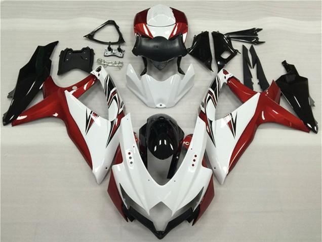 Weiß Rot Schwarz Suzuki GSXR 600 / 750 K8 2008-2010 Motorrad Verkleidungen Weiß Rot Schwarz Suzuki GSXR 600 / 750 K8 2008-2010 Motorrad Verkleidungen