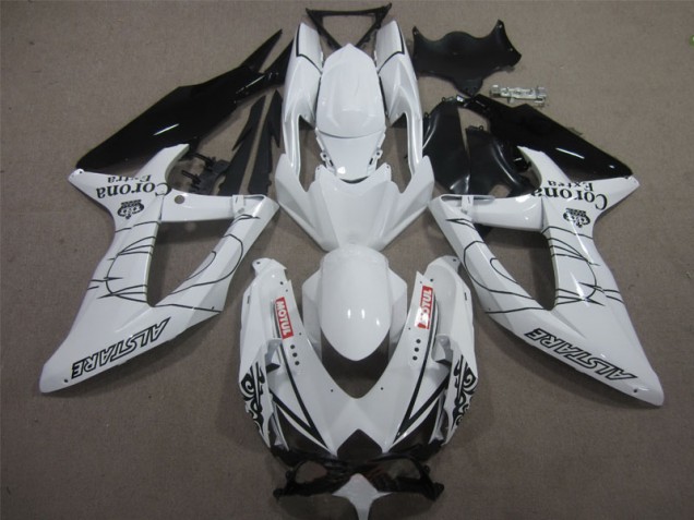Weiß Schwarz Corona Extra Motul Suzuki GSXR 600 K8 2008-2010 Motorrad Verkleidungen Weiß Schwarz Corona Extra Motul Suzuki GSXR 600 K8 2008-2010 Motorrad Verkleidungen