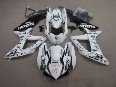 Weiß Schwarz Corona Extra Motul 8 Suzuki GSXR 600 K8 2008-2010 Motorrad Verkleidungen