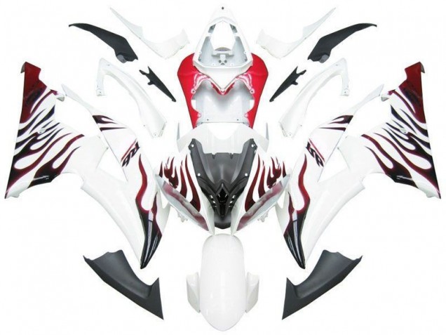 Weiß Rot Flamme R6 Yamaha R6 2008-2016 Motorrad Verkleidungen Weiß Rot Flamme R6 Yamaha R6 2008-2016 Motorrad Verkleidungen