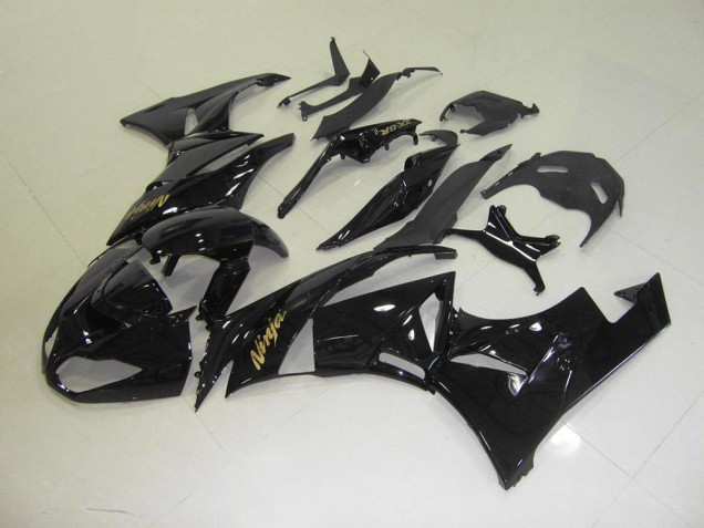 Schwarz mit goldenem Aufkleber Kawasaki ZX6R 2009-2012 Motorrad Verkleidungen Schwarz mit goldenem Aufkleber Kawasaki ZX6R 2009-2012 Motorrad Verkleidungen