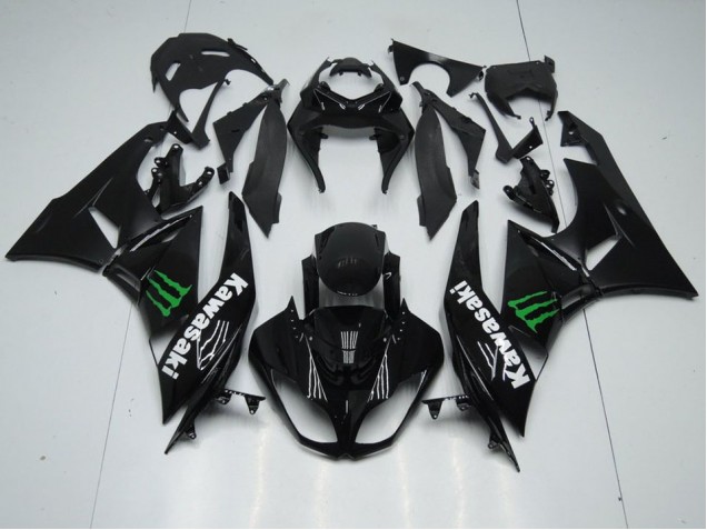 Schwarz mit Monster Kawasaki ZX6R 2009-2012 Motorrad Verkleidungen Schwarz mit Monster Kawasaki ZX6R 2009-2012 Motorrad Verkleidungen
