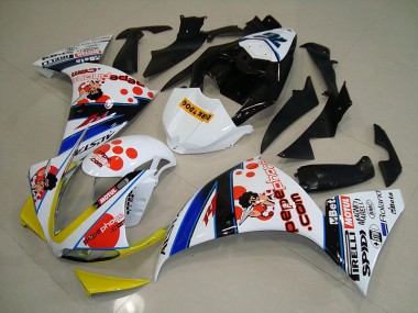 Weiß Schwarz Pepe Phone Yamaha R1 2012-2014 Motorrad Verkleidungen